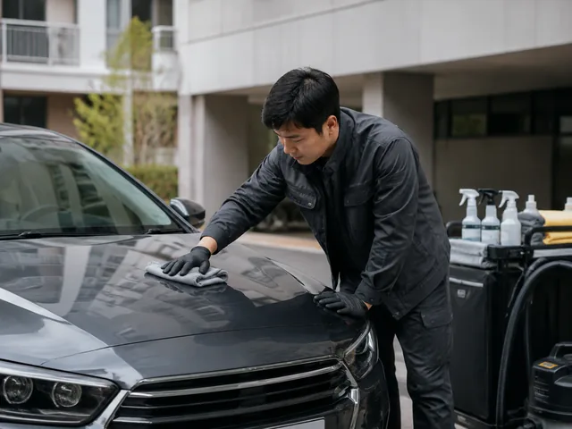 출장 세차 작업을 표현한 AI 연출 이미지