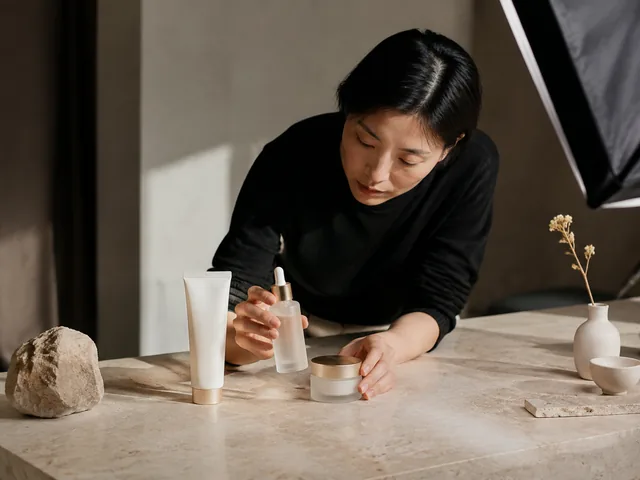 화장품 제품 촬영을 표현한 AI 연출 이미지